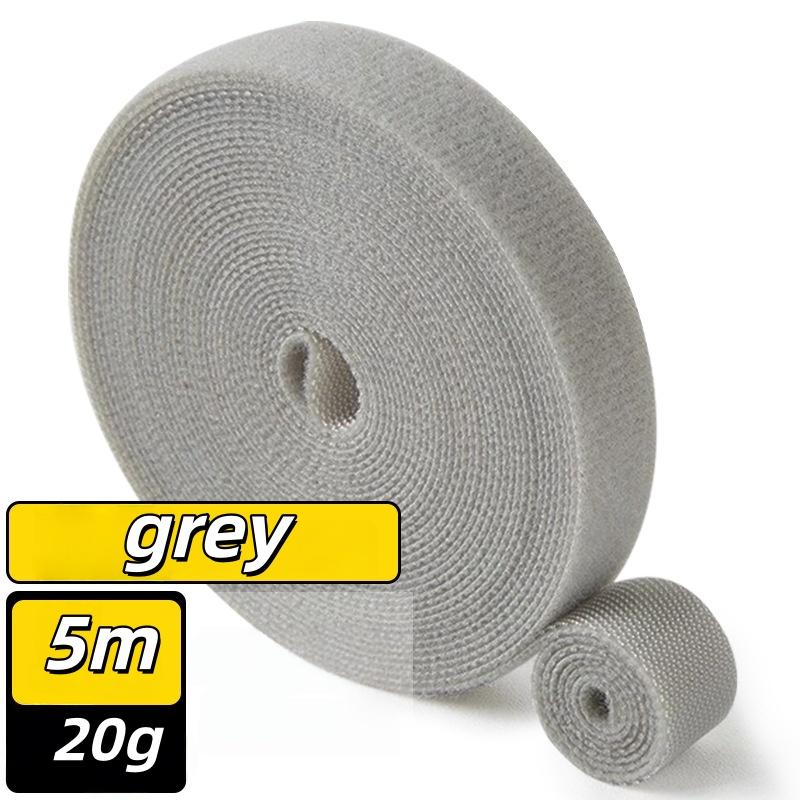 

1pc 5m/196.85in Multi colored reusable hook and loop fasteners for cable management and organization сірий колір