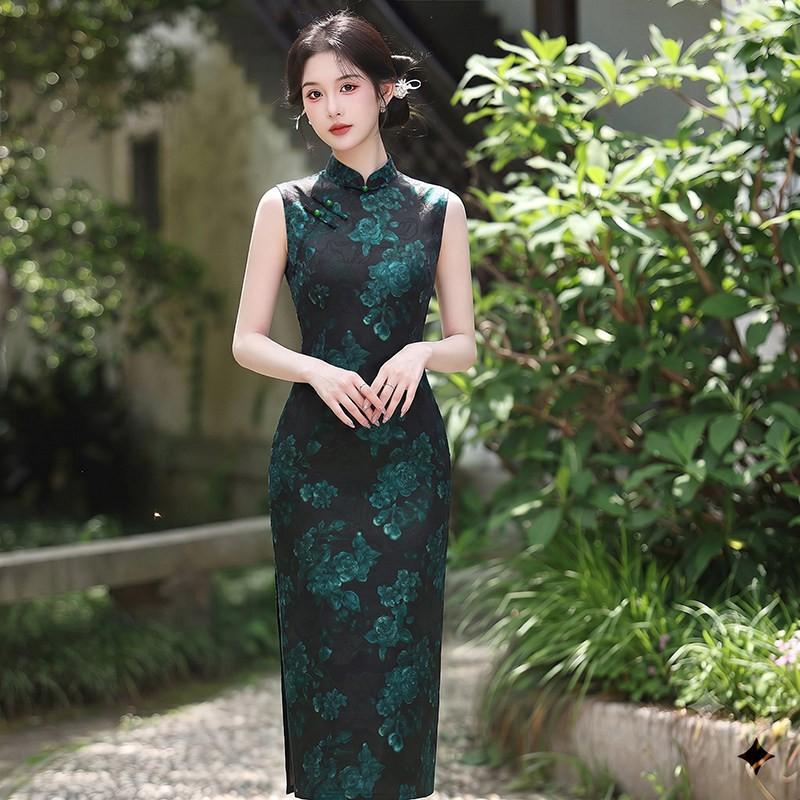 Sleeveless Modern Chinese Style Long Cheongsam Dress Women 2026 Elegant Daily Wear Small