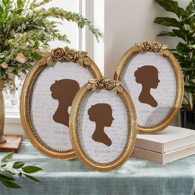 Retro Picture Frame,Decorative Photo Frame Antique Ornate Oval Photo Frame for Tabletop and Wall Display Home Decors