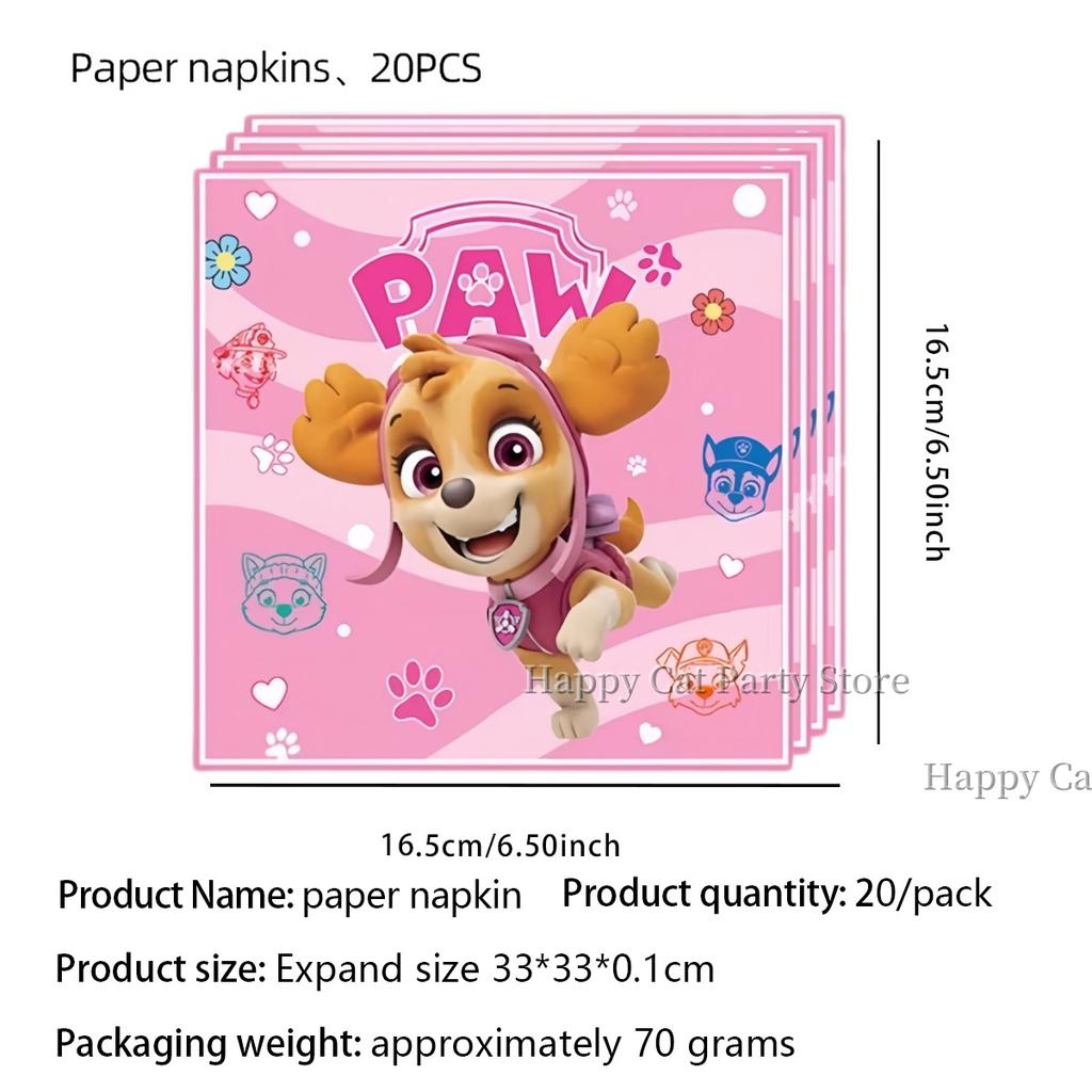 Birthday Paw Patrol Plates and Glasses Paw Patrol Birthday Decoration Skye Napkins Cups Baby Shower Kids Party Favors Supplies