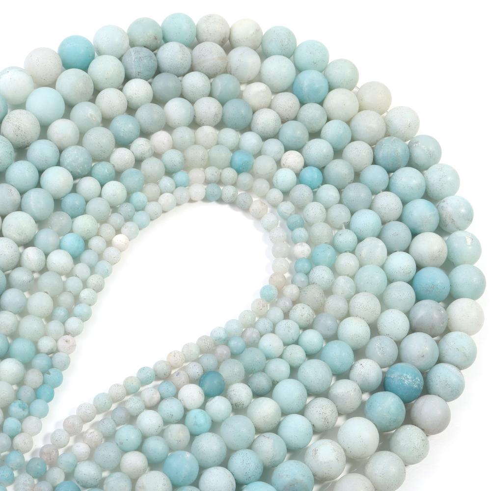 Natural Amazonite Stone Beads 4/6/8/10mm Polish Matte Round Gemstone Beads For Jewelry Making DIY Bracelets Necklace Accessories