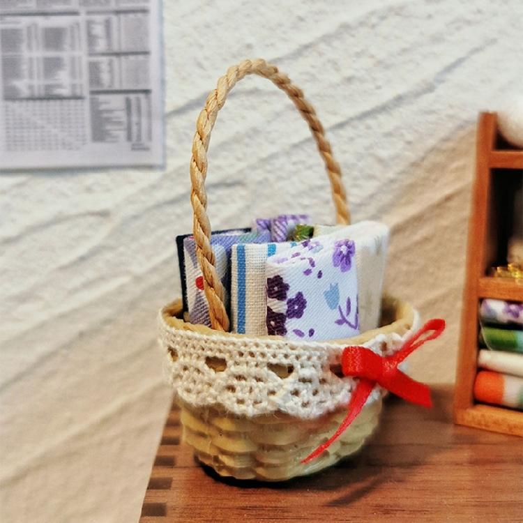 Delicate Basket Mini Woven Basket for Dollhouses and DIY Projects Photo Props for Dollhouses Scene Setting