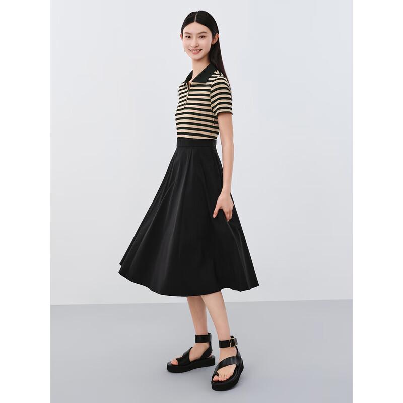 

Annaco Faux Two-Piece Lapel Patchwork Dress XL