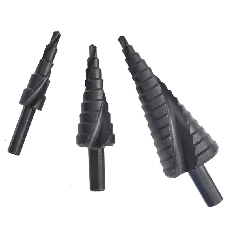 Spirals Grooved Peeling Drill with Round Shank, Sheet Metal Drill Bit, Step Drill for Metal, Taper Drill Diameter 4-32mm