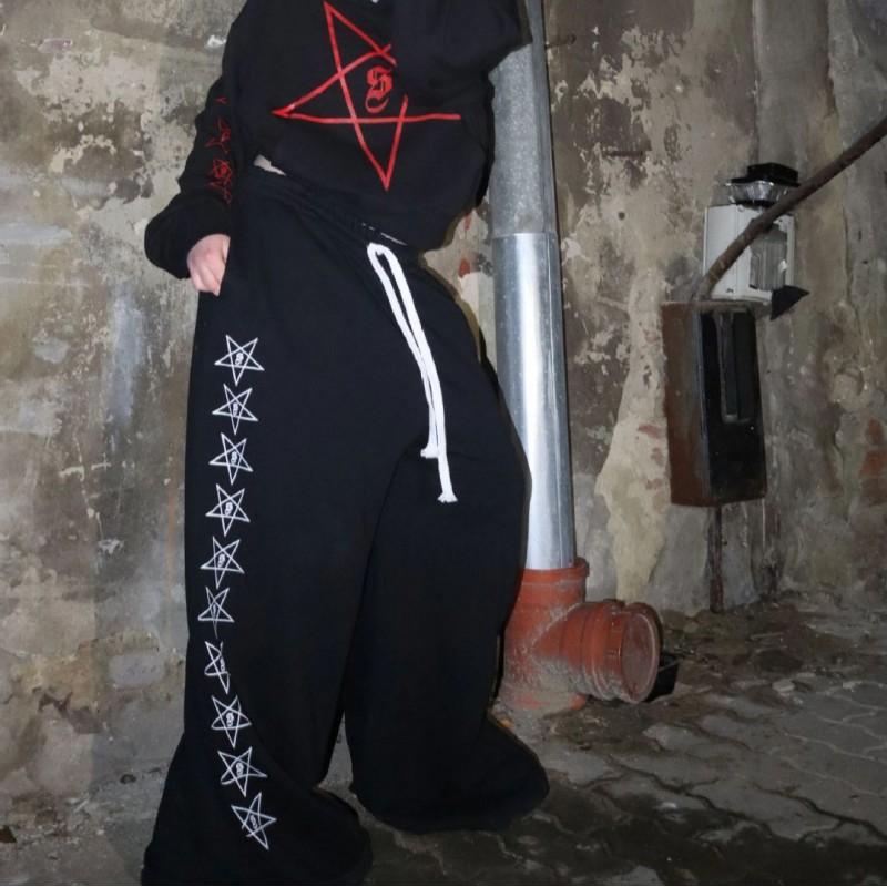 American Vintage Stretch Cord Sweatpants Star Print Loose Fit Streetwear Hip Hop Pants Men Women