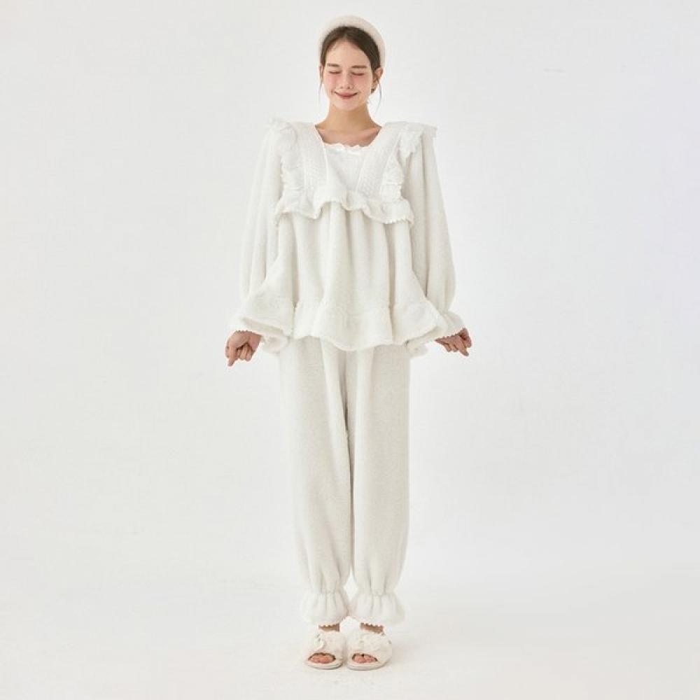 Lunaluz Women Long Sleeve Square Neck Microfiber Pajama Set Fogni