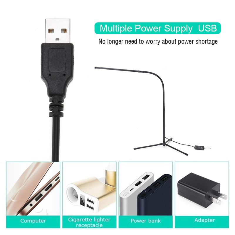 Adjustable LED Floor Lamp Rotatable Light Dimmable 1000LM White+Warm White Standing Reading USB+Clip+Plug,1.8M Line Home Office Desk Table
