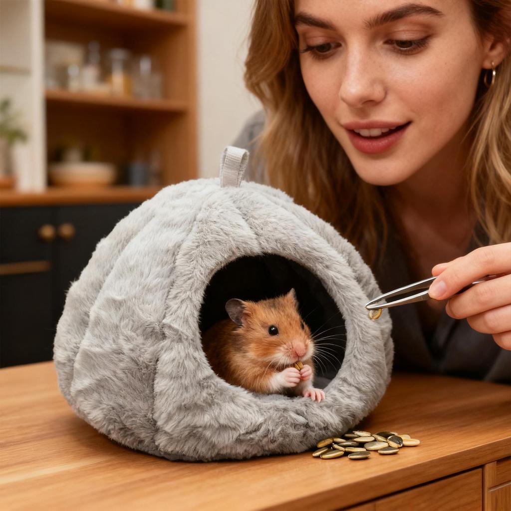 Hamsterbett Halbgeschlossen Winter Baumwolle Höhle Aufhängbar Winter Baumwolle Hamstermöbel Für Chinchilla Kleintier Frettchen Vogel