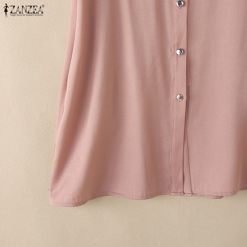 ZANZEA Women Casual Ruffles Splice Round Neck Summer Short Sleeve Dress