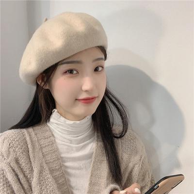 Women Wool Berets French Artist Style Warm Winter Beanie Hat Retro Plain Beret Solid Color Elegant Lady All Matched Autumn Caps