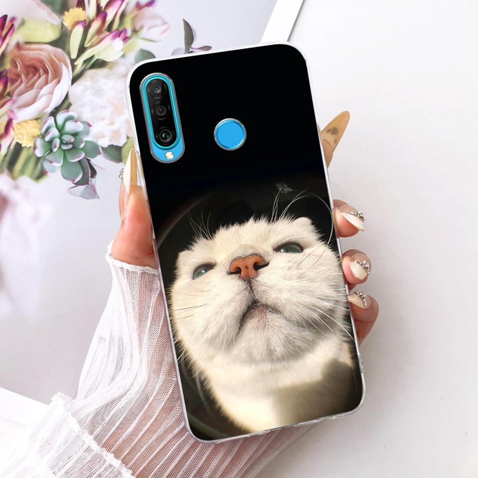 Transparent For Huawei P30 Lite Case Cover Cute Cat Fashion Butterfly Funny Painted Casing MAR-L01A MAR-L21A MAR-LX1A