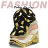 Summer Adjustable Cotton Baseball Cap With Gold Leaf Print Round Top And Curved Brim In Various Colors