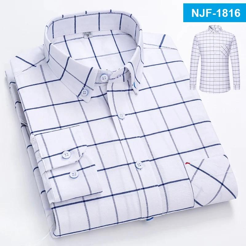 100% Cotton Oxford Long-sleeve Shirts for Men Slim Fit Formal Plain Shirt Soft Casual Plaid Designer White Striped Black Clothes