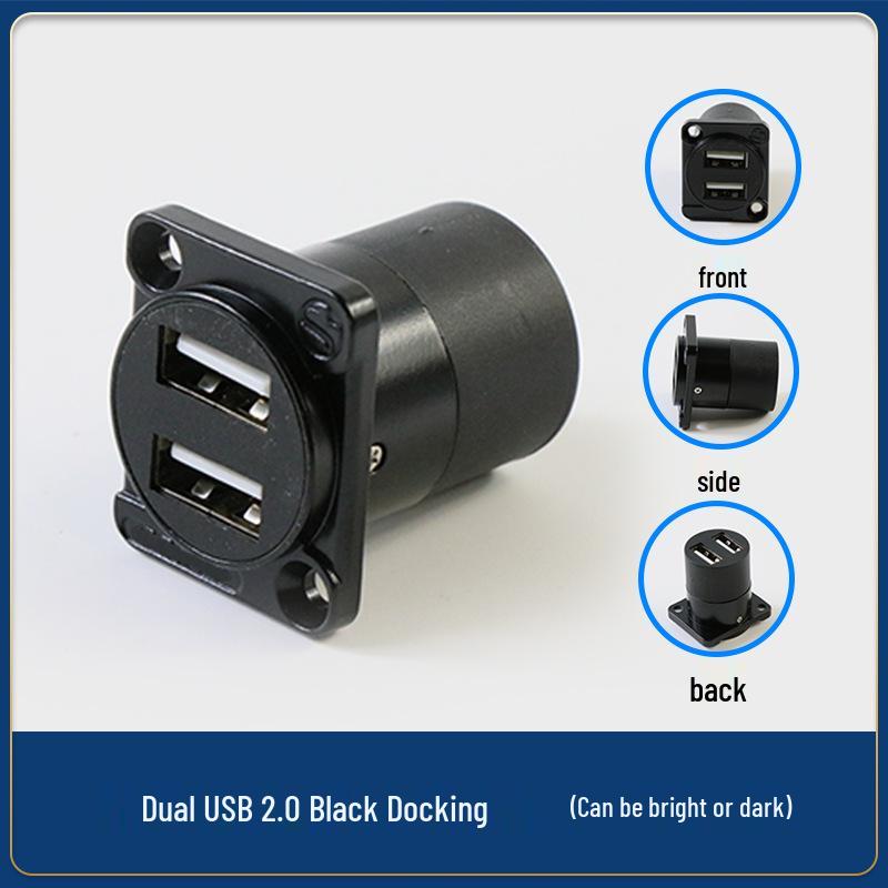 Type-D USB Wall Socket Mount: Dual Port Solderless Pass-through Adapter