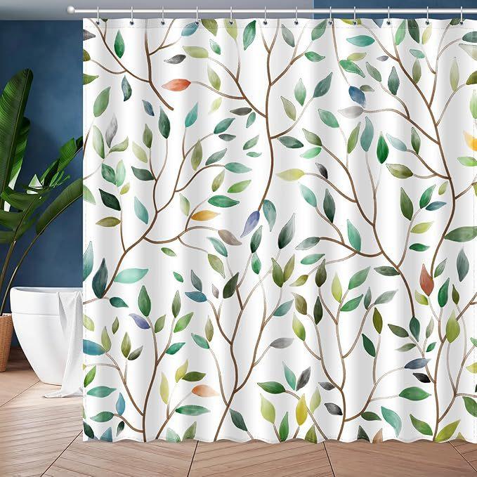 Nordic Style Colored Leaves Small Floral Pattern Printing Shower Curtain Decoration Home Bathroom Water Curtain