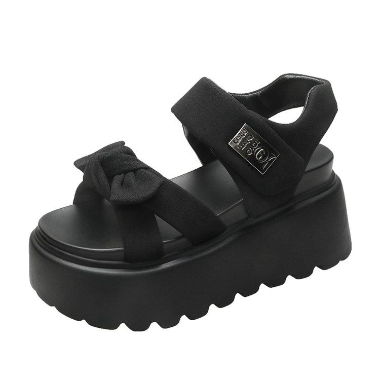 Sandale cu platformă înaltă de modă pentru femei 2024, vară, respirabile, cu toc înalt de 8 cm, pantofi de damă din piele, papuci grosi, sandale pentru femeie