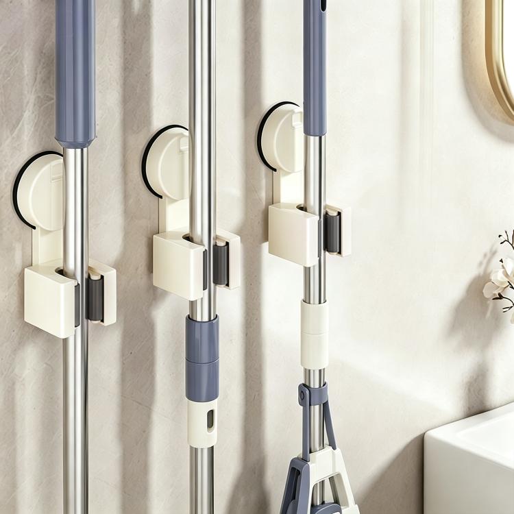 No-drill Suction Cup Wall Mount Mop Holder Broom Storage Clip