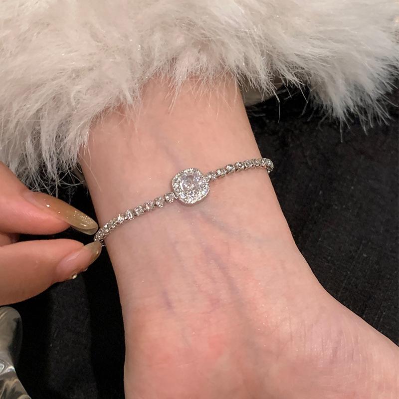 Zircon glass bead square love adjustable bracelet trendy fashion bracelet light luxury high-end jewelry women