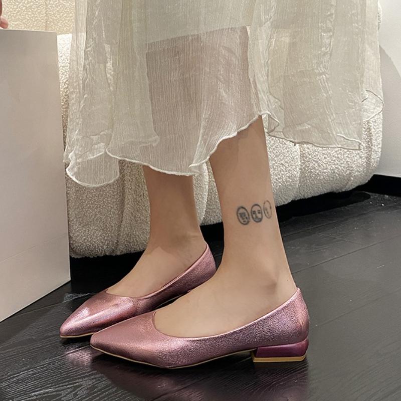Chunky Heels Low Heel Elegant Pointed Toe Ladies Pumps Women's Shoes Formal Block  Today On Sale Luxury Brand Footwear Young