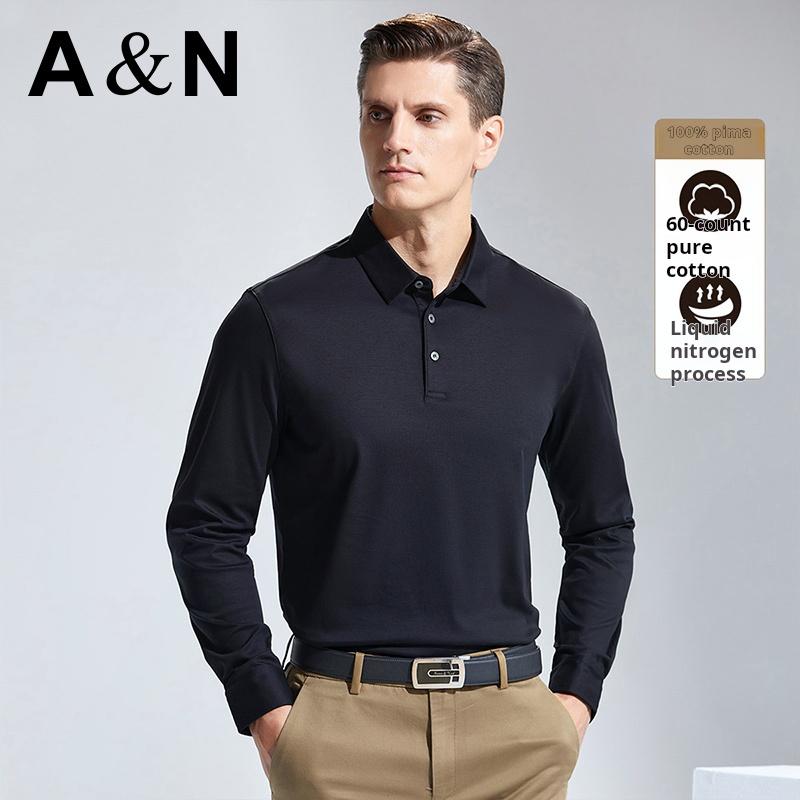 Autumn Business and Leisure Men's Solid Color Versatile Men's Polo Shirt Long Sleeve T-shirt