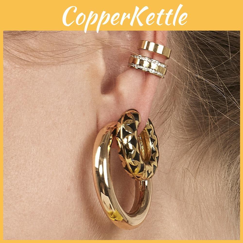 Chic Alloy Rhinestone Clip Earrings Modern Geometric Style Ear Jewelry