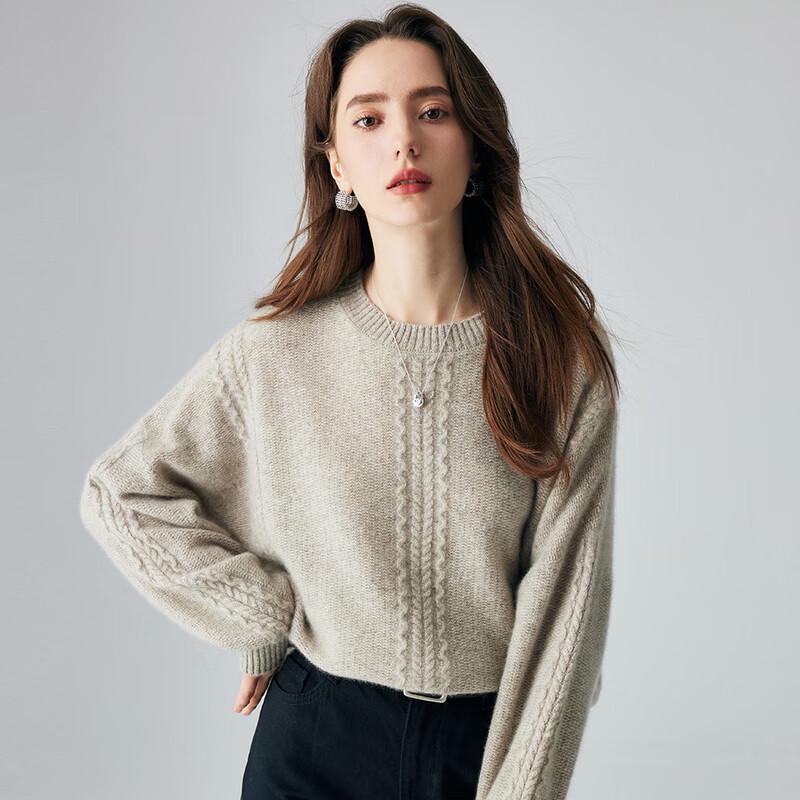PALUOPO Women's Chunky Cable Knit Cashmere Sweater
