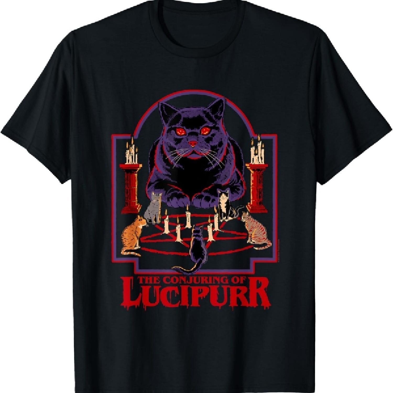 

Conjuring of Lucipurr Retro Dark Humor T-Shirt S
