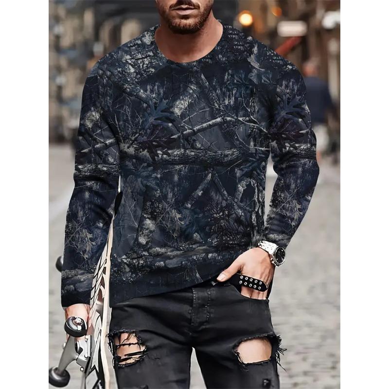 Men's T Shirt 3D Jungle Printed Pattern Top Casual Comfortable Long Sleeve Men's And Women's Fashion Fall And Winter Clothing