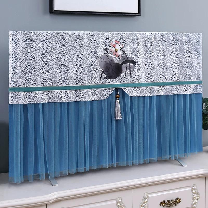 Desktop TV Dust Cover Hanging LCD Screen Lace Cover Curved Screen Universal Cover Cloth with Pendant Don't Need To Take It Off When You Turn It On