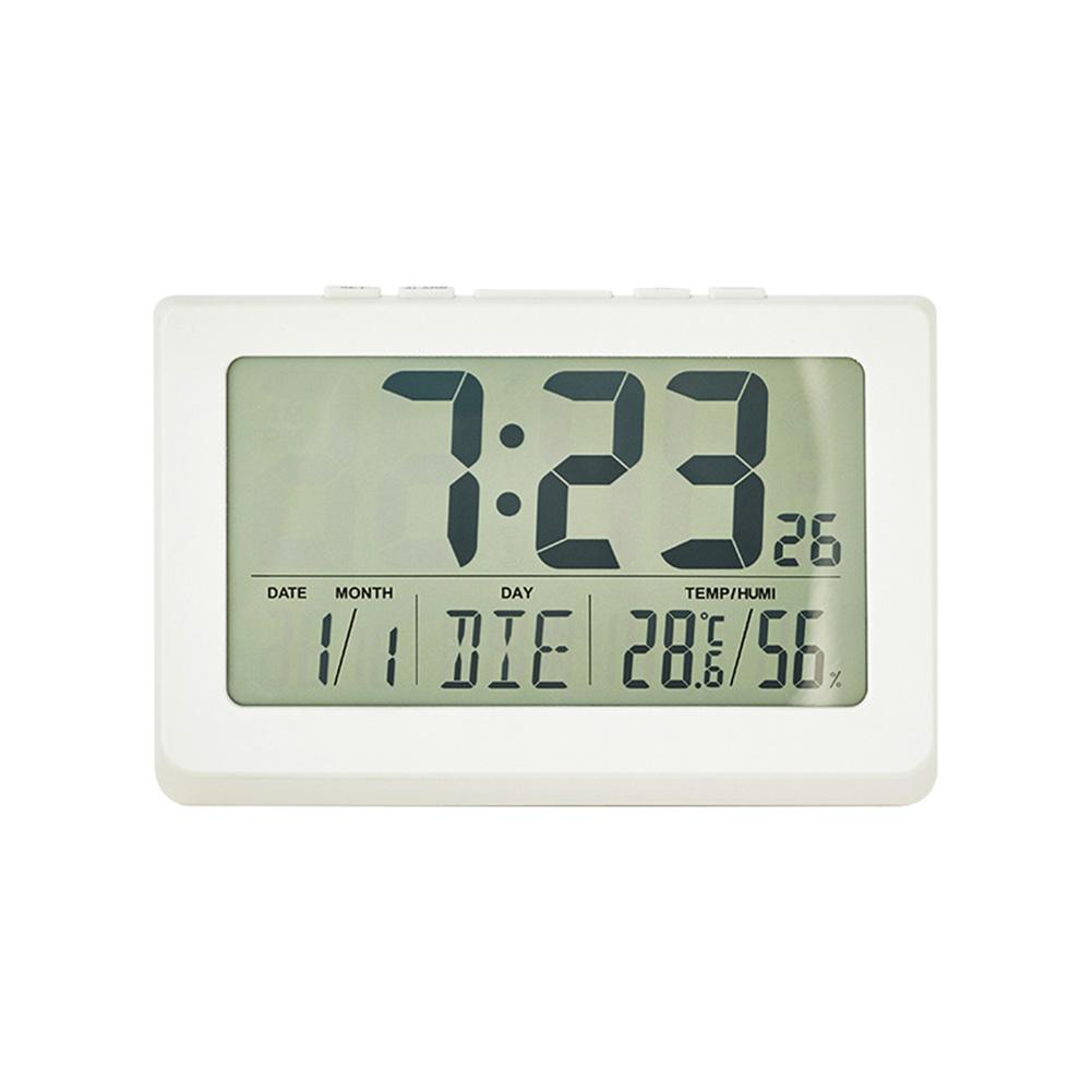 

Led Alarm Clock Time Date Temperature Humidity Display Desk Clock For Bedroom Home Office Decor 21x14x2.5cm White#0