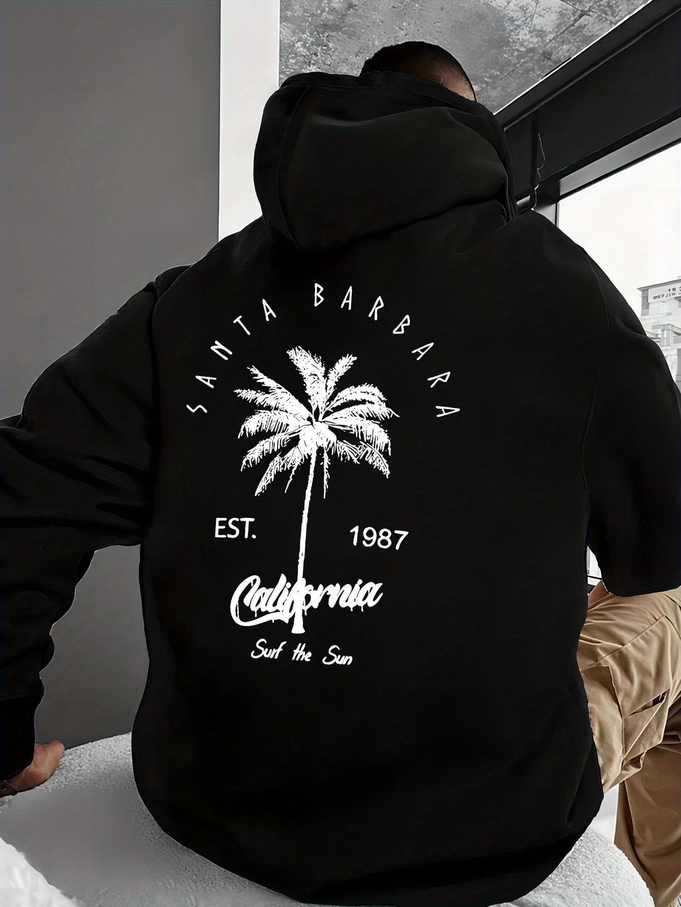 

Coconut Trees Print Men s Fashionable Hoodie, Trendy Hooded Pullover Sweatshirt For Men, Perfect For Fall And Winter 3XL