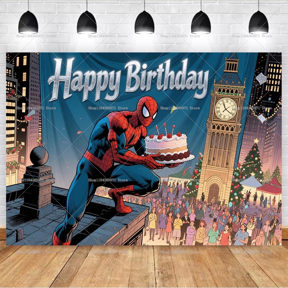 -Man Background, Superhero Themed Banner, Children's Party Decoration, Photo Background