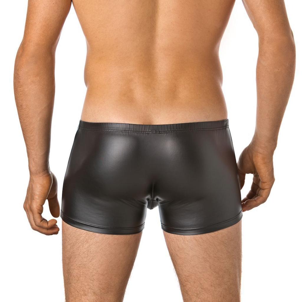 Sexy Patent Leather Men's Boxer Briefs, Imitation Leather, Sexy U-convex Design, Buttons, Easy-to-remove Panties