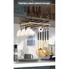 1pc Multifunctional Stainless Steel Kitchen Cabinet Rack with Mug Hook and Paper Towel Holder
