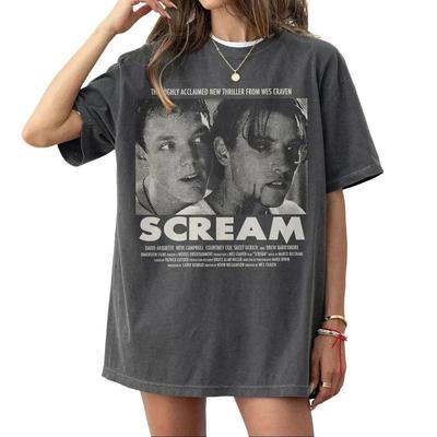 2026 Zomer Retro Dames Scream Film T-shirt Unisex Katoen en Ademend Korte Mouw Oversized Los Casual