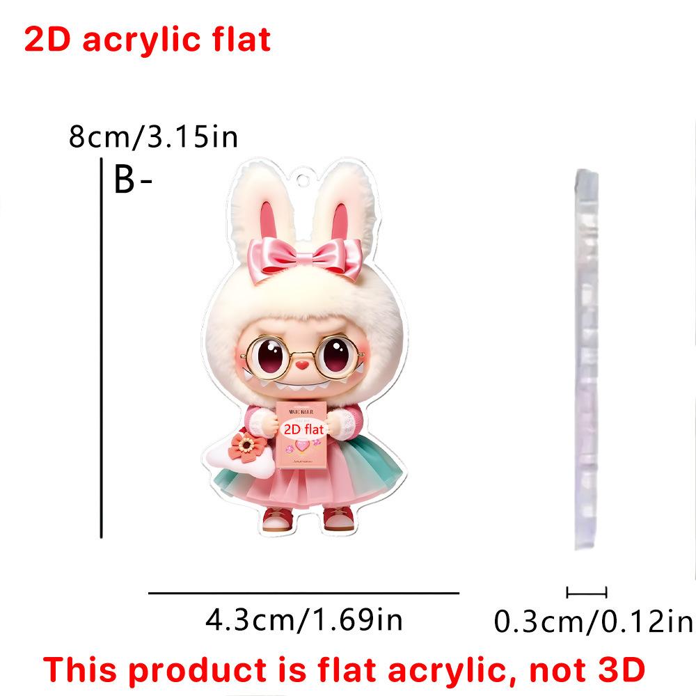 Çok Satan 3 adet Sevimli Çizgi Film Pembe LABUBU İnsansı Bebek 2D Akrilik Yaratıcı Anahtarlık Kolye Çanta Aksesuarları