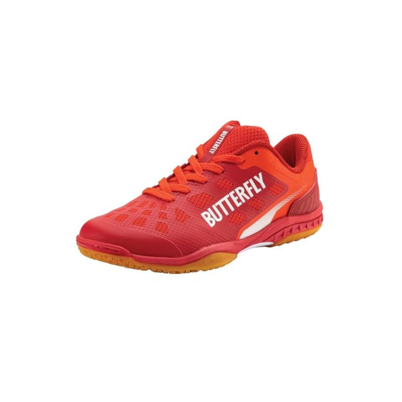 [Butterfly] Butterfly Table Tennis Shoes Lezoline Revalis - Breathable, Cushioned, High Grip, Anti-Twist - Flash Red, Size 24.5cm - 93710
