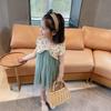 Children Dress Girls Summer Dress Korean Princess Dress Mesh Dress Sleeveless Loose Floral Bow Ruffle Dress