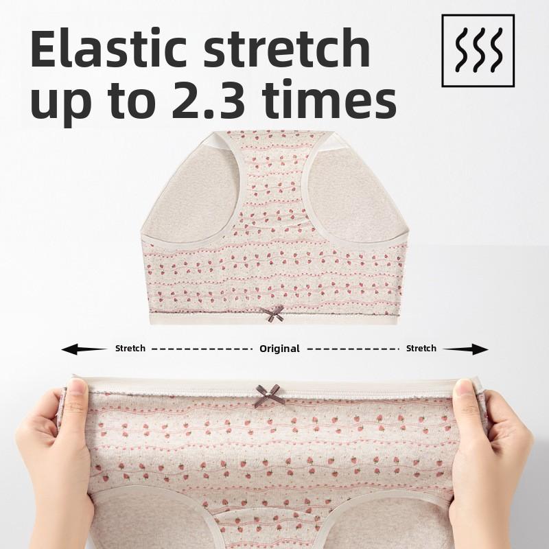Ladies Spring New Strawberry Lovely Pure Cotton 10A Antibacterial Crotch Extended Crotch Waist Triangle Briefs