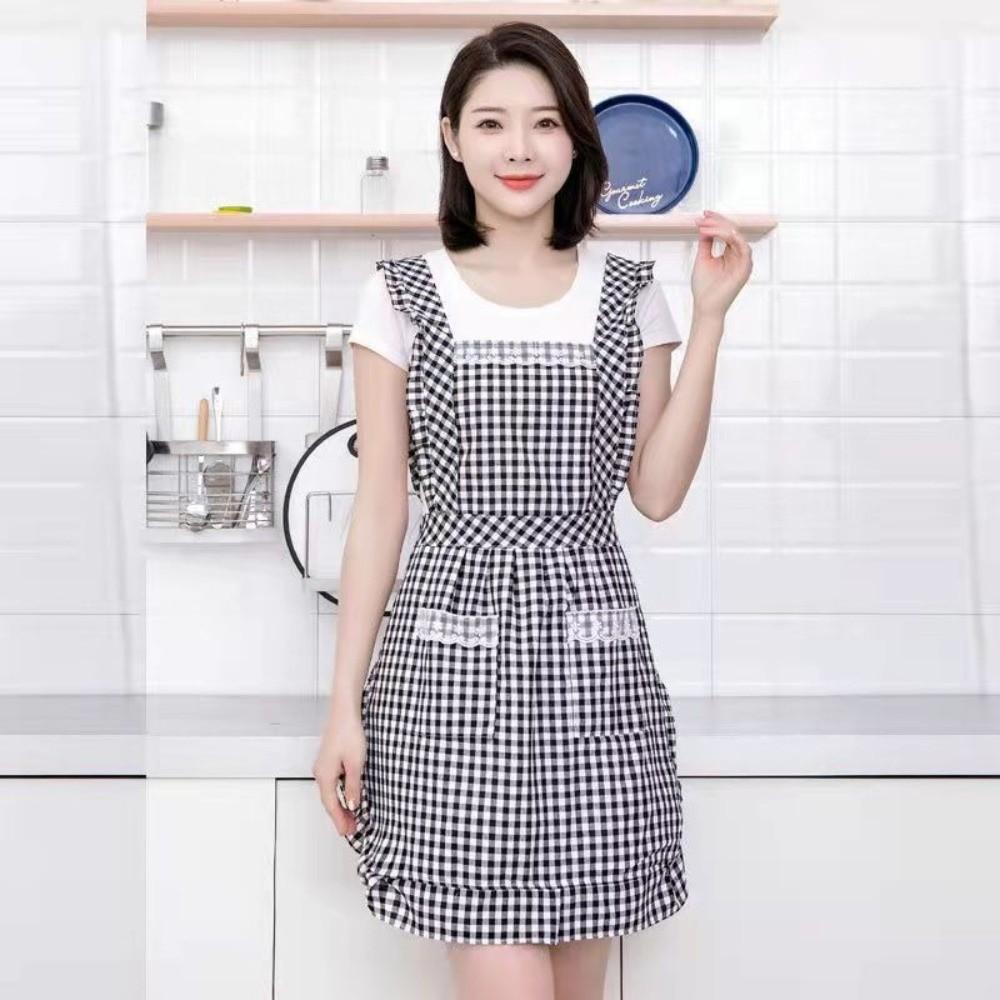 Neue Baumwoll-Küchenschürze Verschleißfeste Atmungsaktive Kochschürze Koreanischer Stil Gastronomie Arbeitskleidung für Damen Mädchen