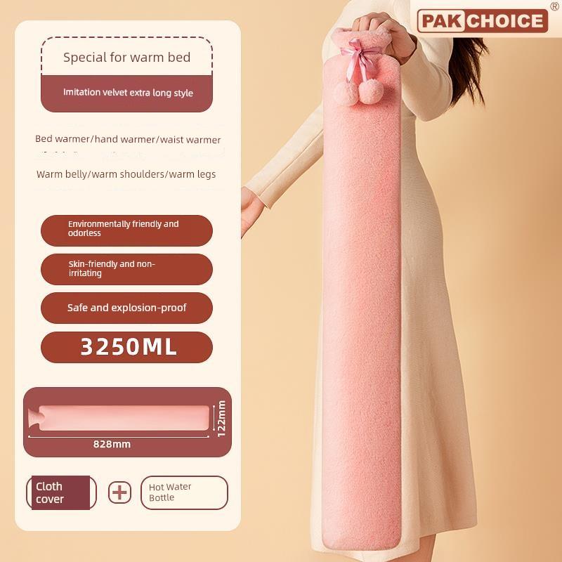 Hot Water Bottle 2025 New Model Long Strip Water-Filled Hot Water Bottle Large Plush Warming Bed Gadget Gift for Girls Foot Warmer Gadget