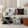 Black  White Floral Pattern Pillow Cover Sofa Cushion Cover Home Room Decoration Children Gift