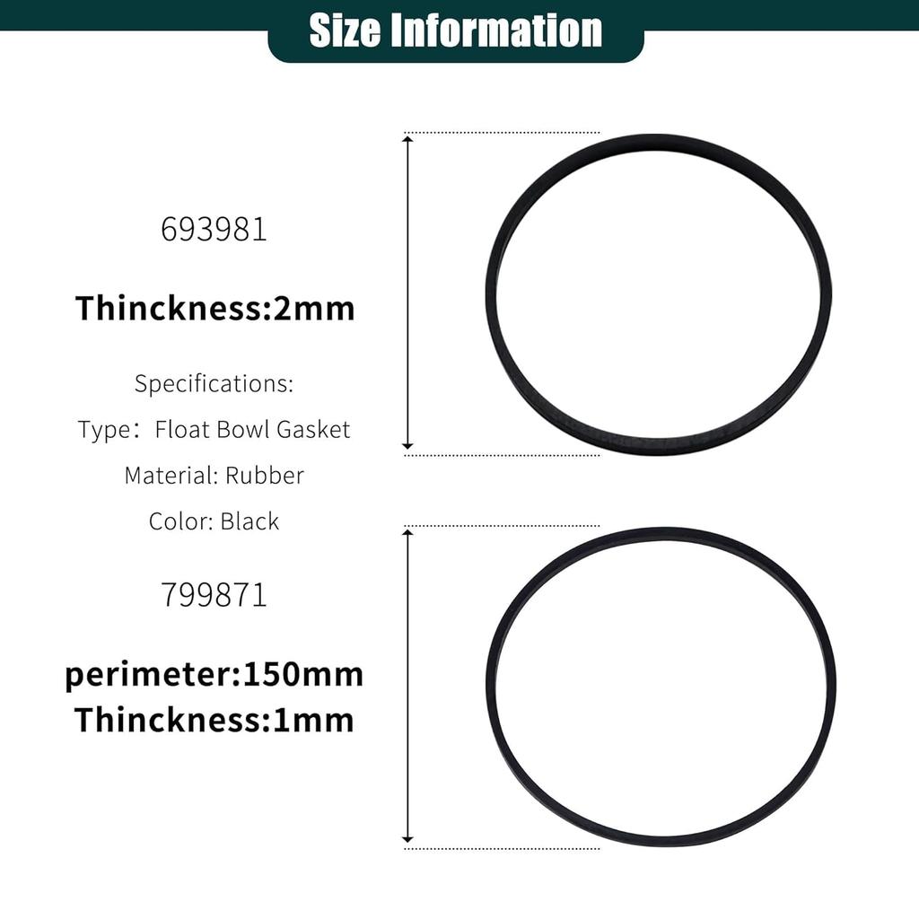 10PCS 693981 &10 PCS 799871 Float Bowl Gasket Compatible with Briggs & Stratton, 91400 15Z100 129H00 12A100 12D100 12B400 12C700 9A400 9K400 Series