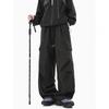 Men Women Casual Cargo Pants With Large 3D Pockets Elastic Waist Loose Fit Streetwear Trousers Outdoor Daily Wear