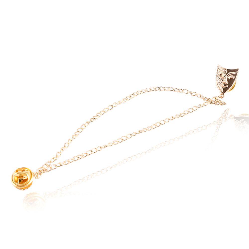 Lapel Pins Gold Color Suit Accessories Tassel Brooches Brooch Women Men Mask Tassel Chain Brooch