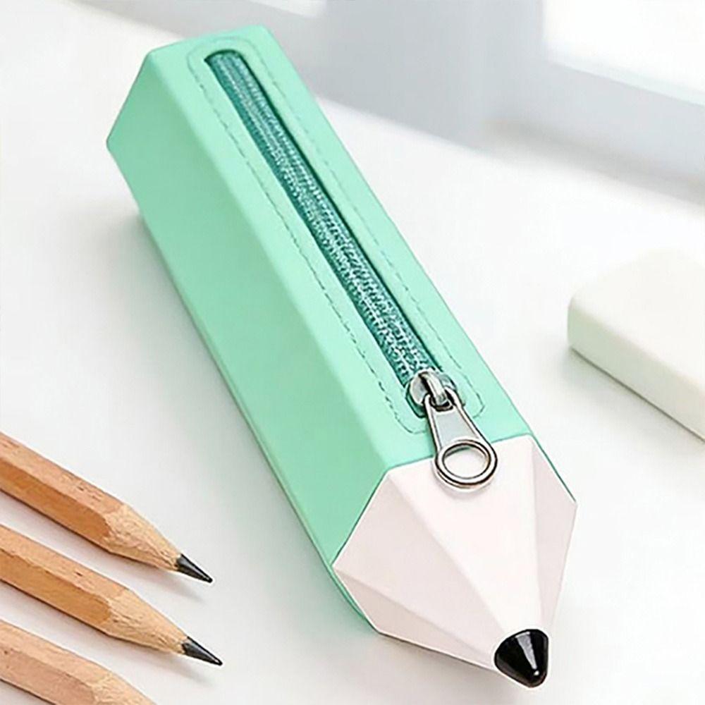 Pencil Shape Pen Bag Silicone Stationery Organizer Multi-functional Stationery Pouch  Gift