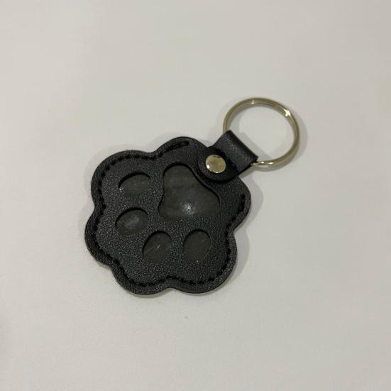 Faux Leather Pet Hair Keychain Dog Cat Claw Shape Souvenir