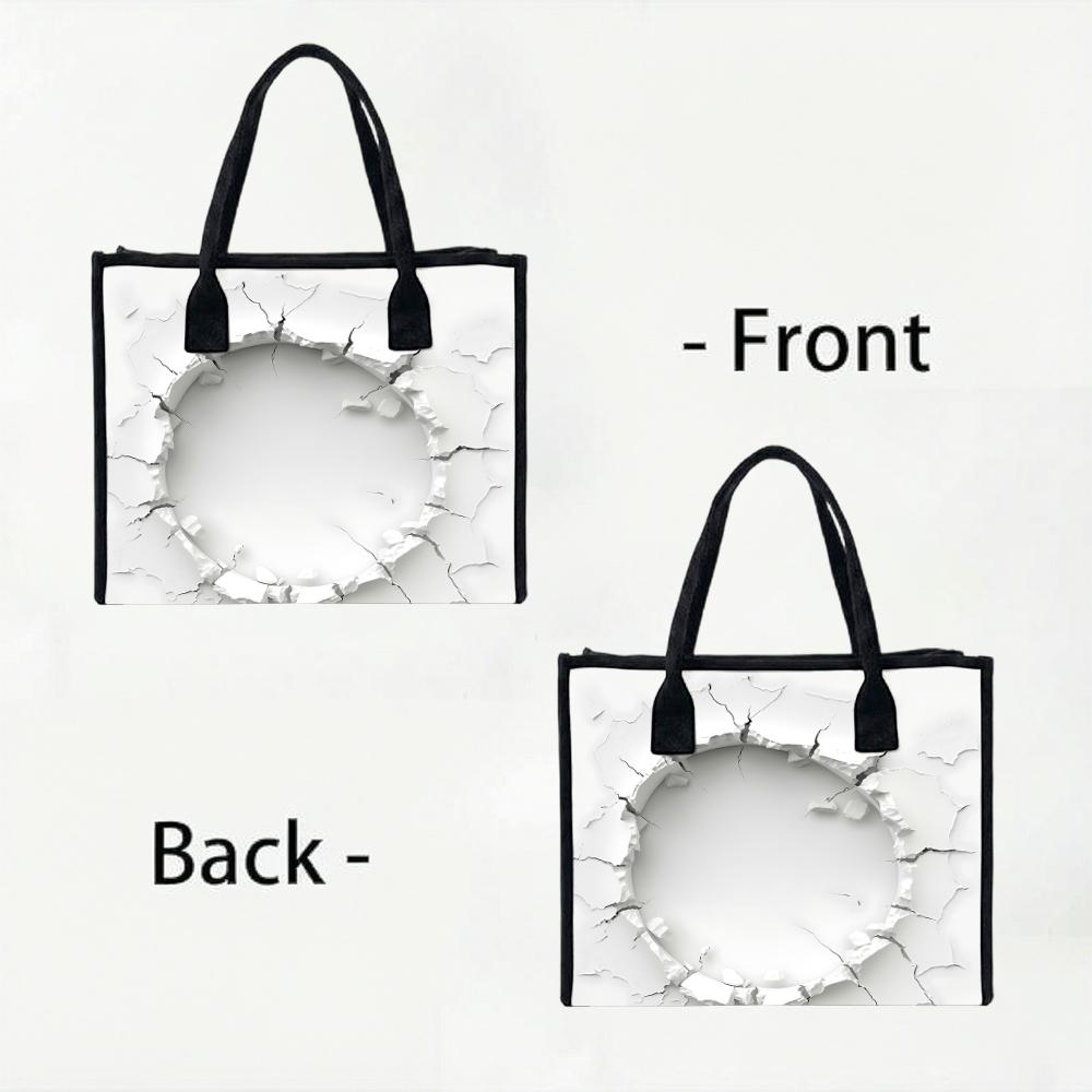 Crack Pattern Tote Bag Large Capacity Reusable Shopping Bag for Daily Use