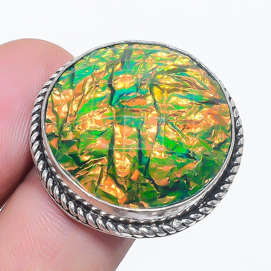 Green Triplet Opal Gemstone 925 Sterling Silver Jewelry Ring Size 8