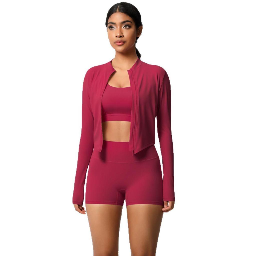 Women's 3-Piece Cloud-Feel Yoga Set: Tight Shorts, Shockproof Vest & Running Jacket